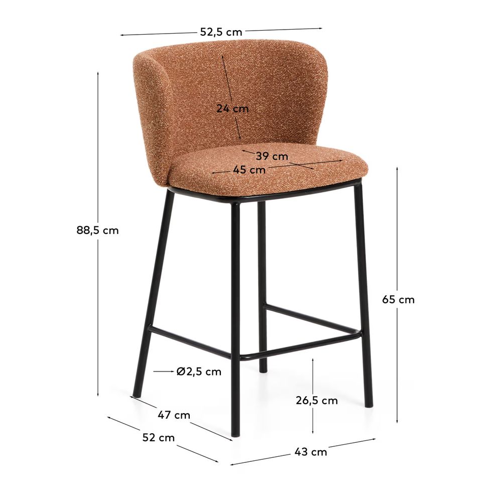 Barstoel CISELIA - Terracotta chenille KAV CC3001VS11H