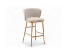 Barstoel CISELIA - Beige chenille / Essenhout KAV C06060KY12