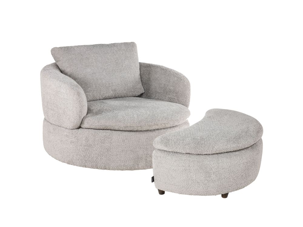 Draaifauteuil met voetbank BARI - Grijs C-HTL-12796-SET1