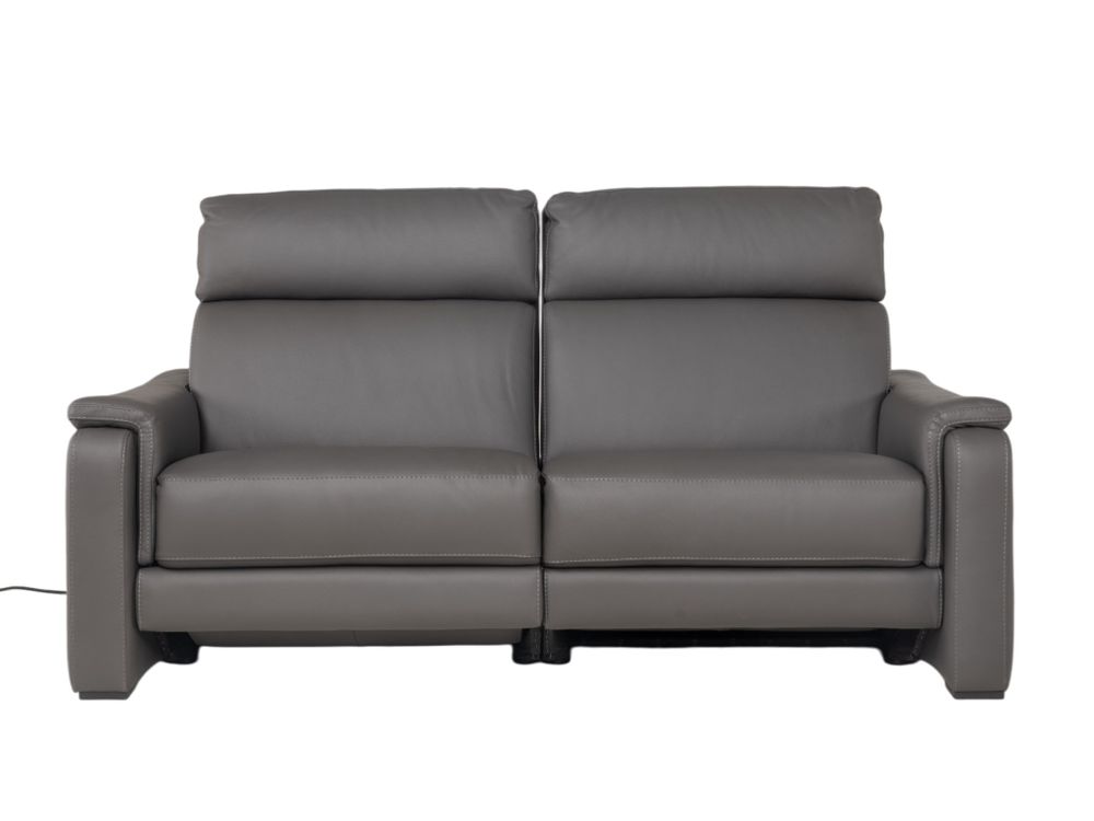 3-zit met elektr. relaxen PLINIO - Grijs leder C-CAL-166-HKS1