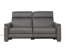 3-zit met elektr. relaxen PLINIO - Grijs leder C-CAL-166-HKS1