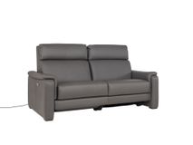 3-zit met elektr. relaxen PLINIO - Grijs leder C-CAL-166-HKS1