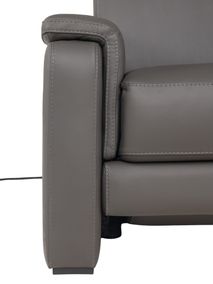 3-zit met elektr. relaxen PLINIO - Grijs leder C-CAL-166-HKS1