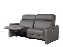 3-zit met elektr. relaxen PLINIO - Grijs leder C-CAL-166-HKS1