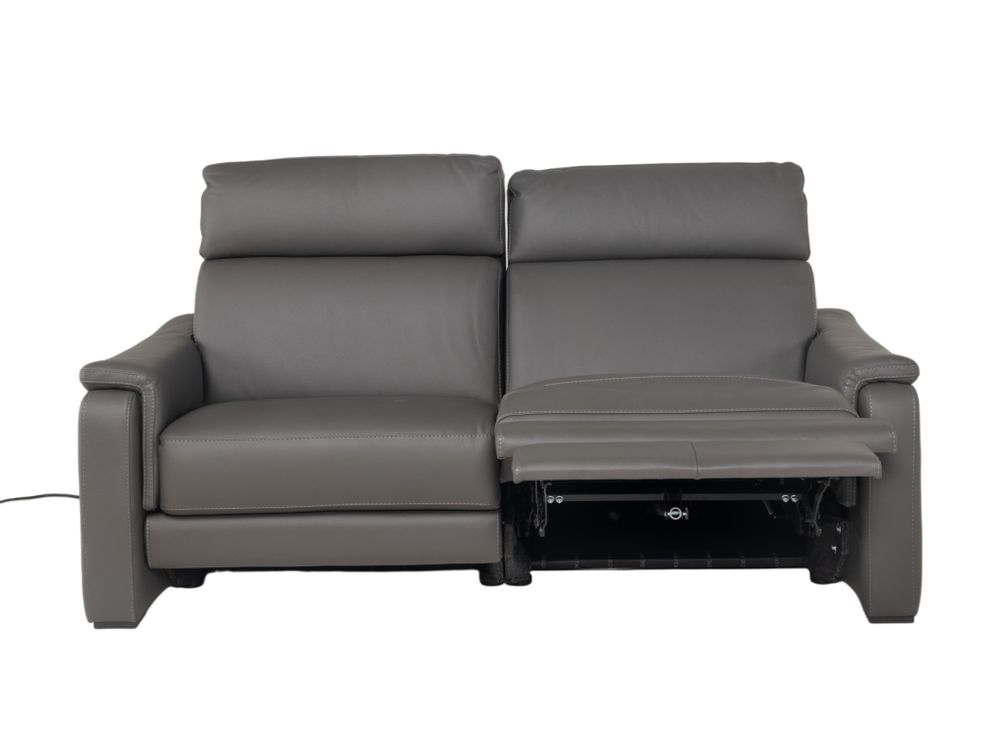 3-zit met elektr. relaxen PLINIO - Grijs leder C-CAL-166-HKS1