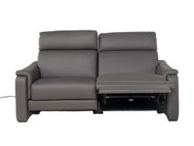 3-zit met elektr. relaxen PLINIO - Grijs leder C-CAL-166-HKS1