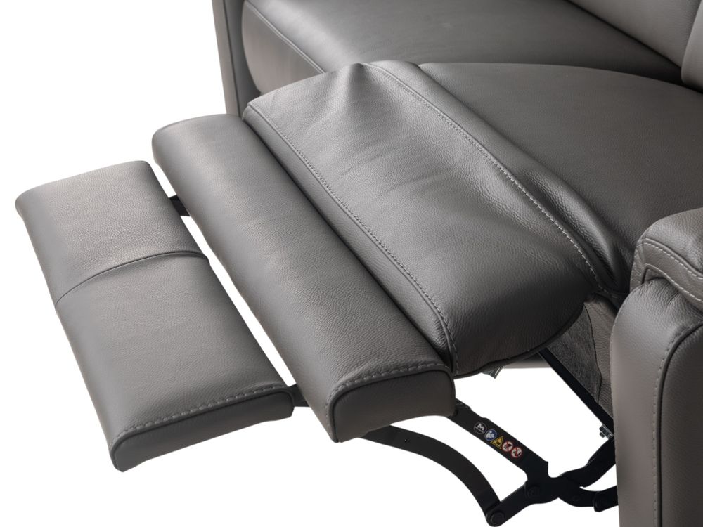 3-zit met elektr. relaxen PLINIO - Grijs leder C-CAL-166-HKS1