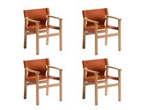 Set van 4 armstoelen JAN - Lichtbruin leder C-KAV-1351-SET1