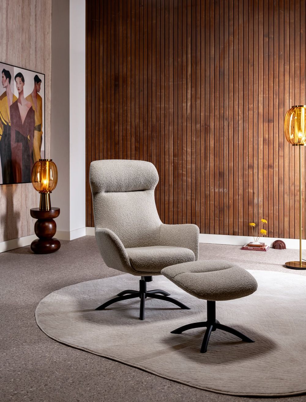Draaifauteuil met voetbank LOMI - Beige XOO 43098-BEI
