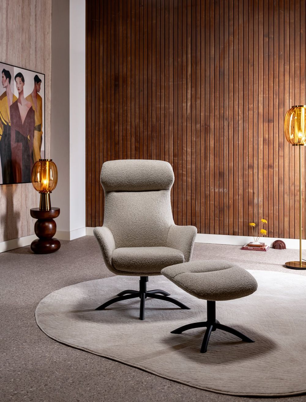 Draaifauteuil met voetbank LOMI - Beige XOO 43098-BEI