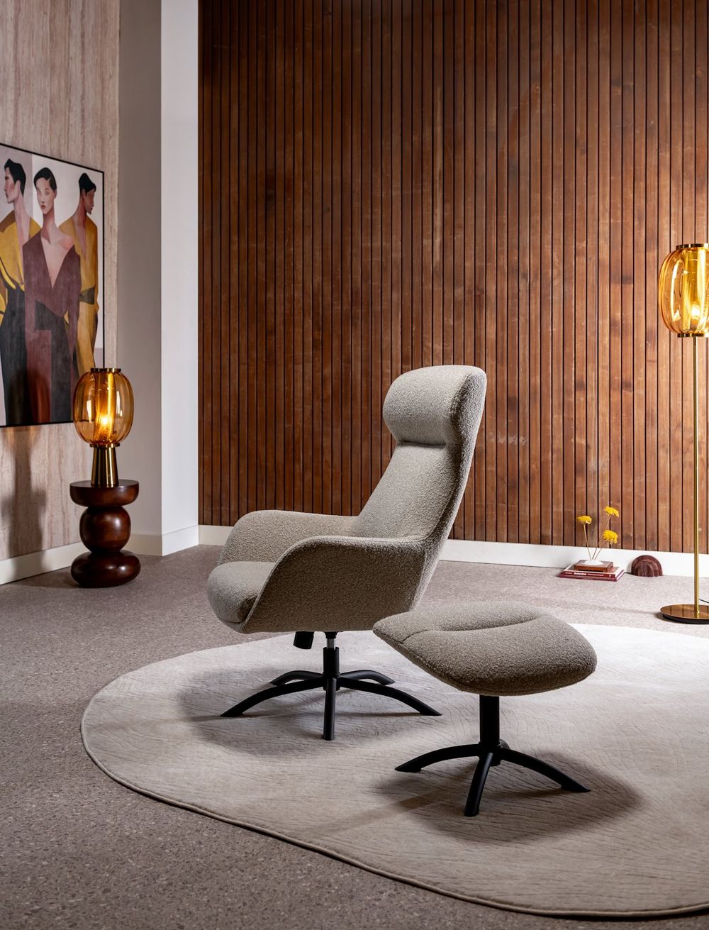 Draaifauteuil met voetbank LOMI - Beige XOO 43098-BEI
