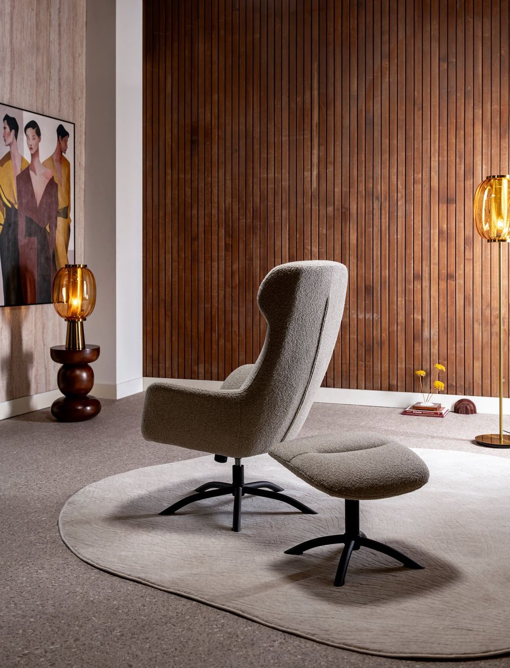 Draaifauteuil met voetbank LOMI - Beige XOO 43098-BEI