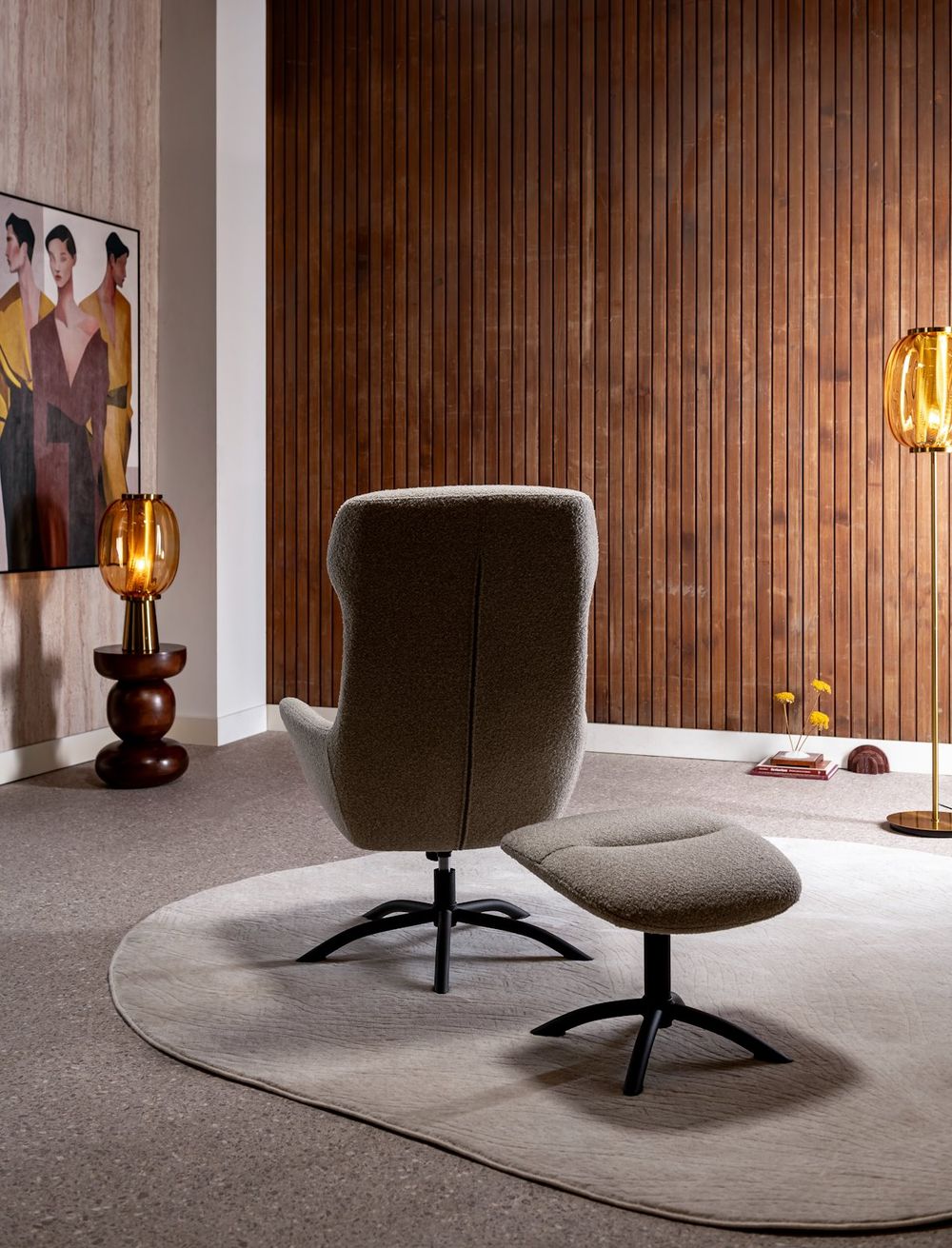 Draaifauteuil met voetbank LOMI - Beige XOO 43098-BEI