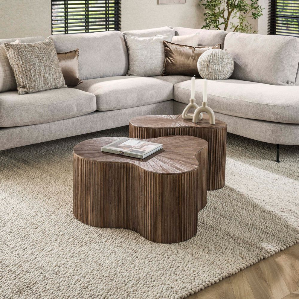 Set van 2 salontafels MAYA - Massief teakhout espr ZLS 2724-19R
