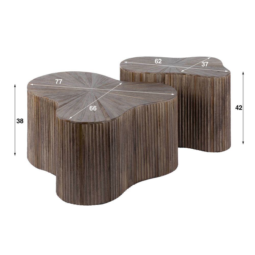 Set van 2 salontafels MAYA - Massief teakhout espr ZLS 2724-19R
