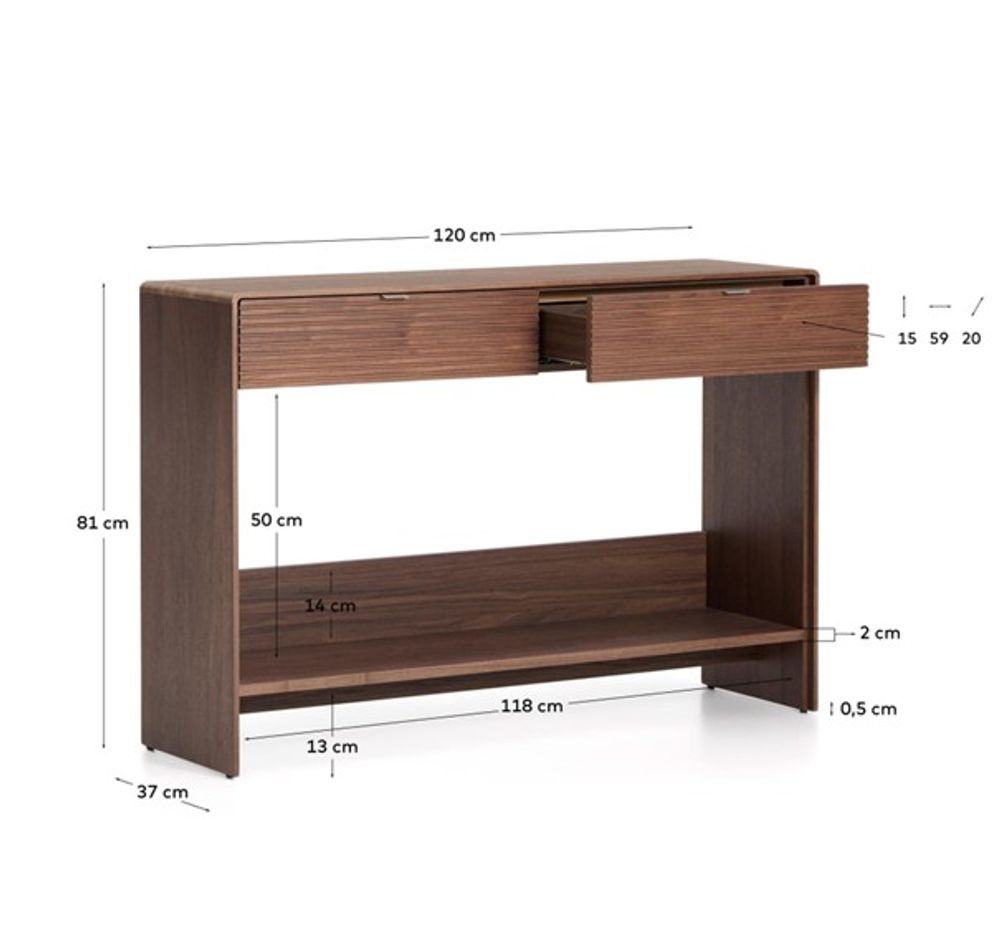Consoletafel NORLEN - Donker walnootfineer KAV M00063MW09