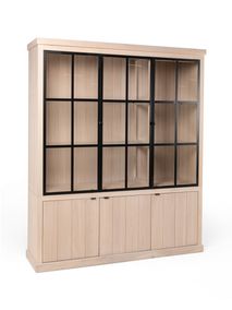 Vitrinekast incl. led BRIGHTON - Naturel C-FDF-BR-VIT1