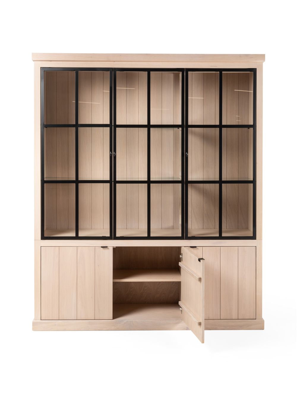 Vitrinekast incl. led BRIGHTON - Naturel C-FDF-BR-VIT1