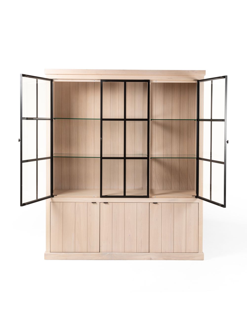 Vitrinekast incl. led BRIGHTON - Naturel C-FDF-BR-VIT1
