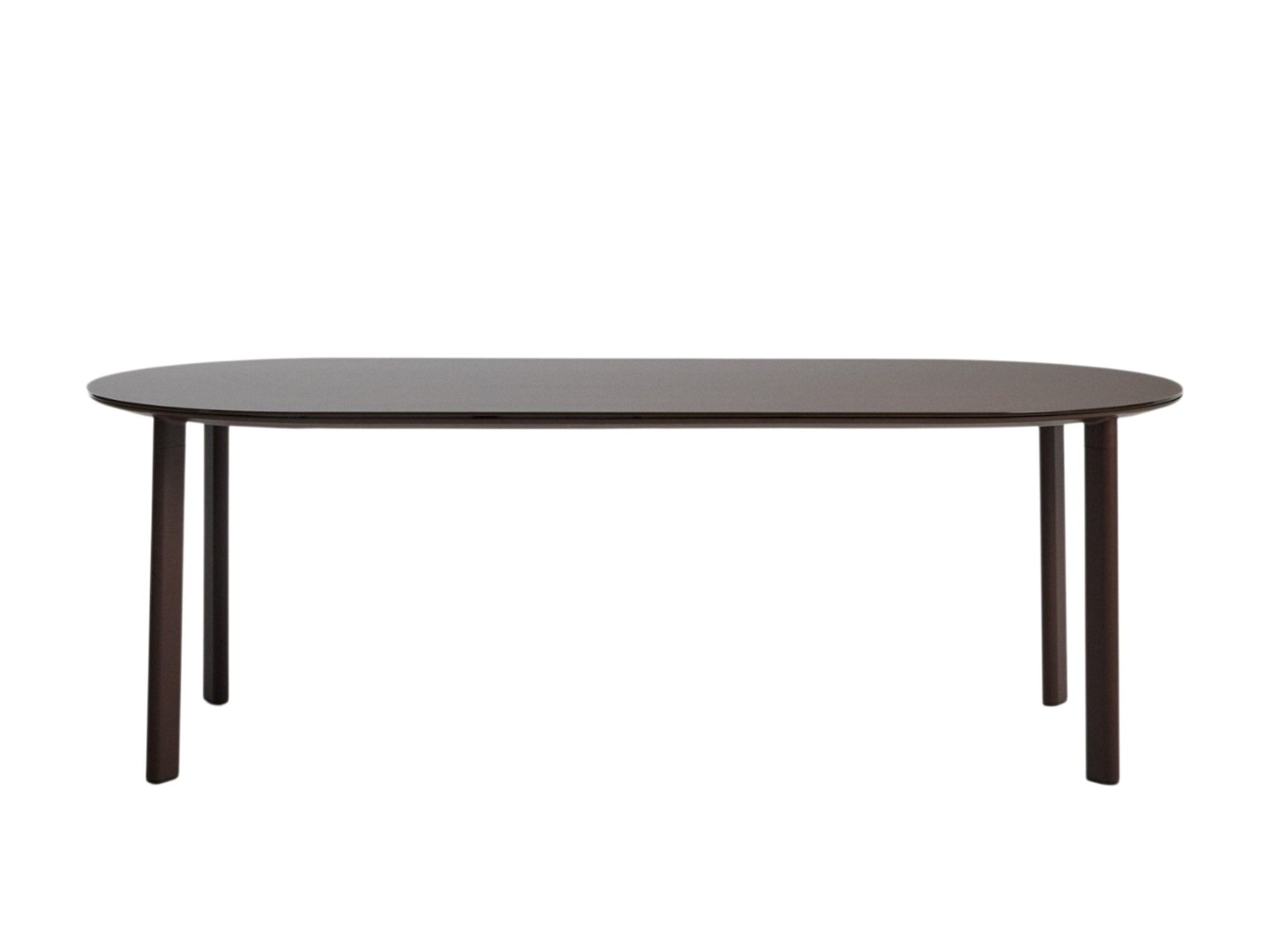 Ovale tuintafel ERICE - Bruin gehard glas/Aluminiu KAV O00625CR09