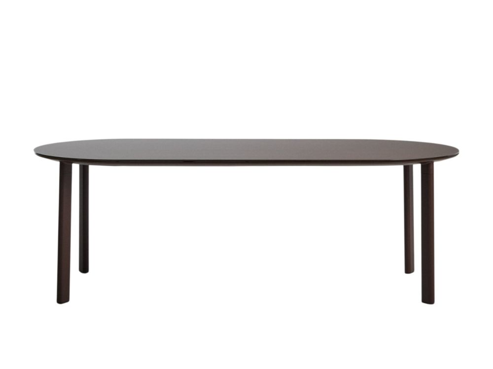 Ovale tuintafel ERICE - Bruin gehard glas/Aluminiu KAV O00625CR09