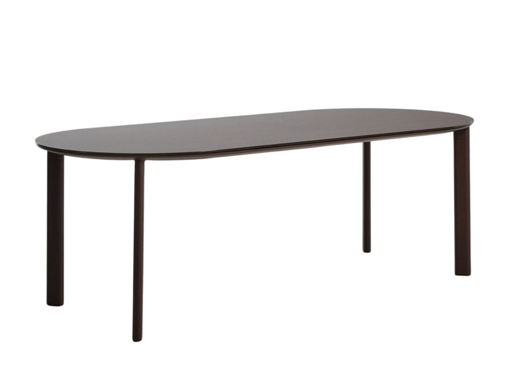 Ovale tuintafel ERICE - Bruin gehard glas/Aluminiu KAV O00625CR09