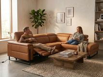 Hoekzetel met elektr. relax en HR35 ONE - Cognac l C-CAL-167-HKS1