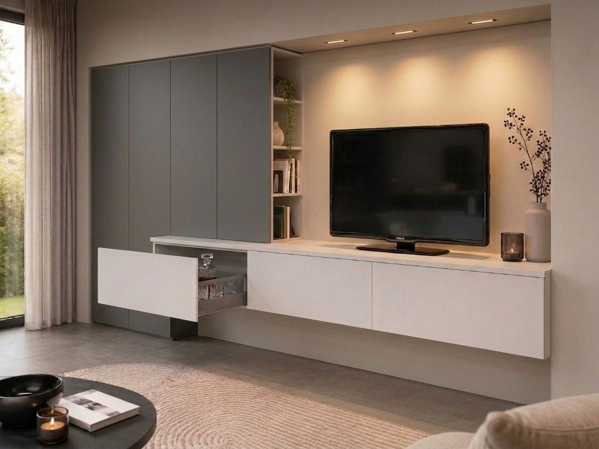 Wand/Tv-meubel BERLIJN - Grijs/Wit