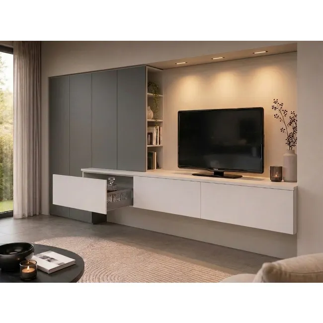 Wand/Tv-meubel BERLIJN - Grijs/Wit