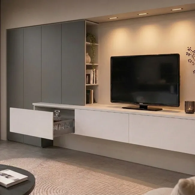 Wand/Tv-meubel BERLIJN - Grijs/Wit