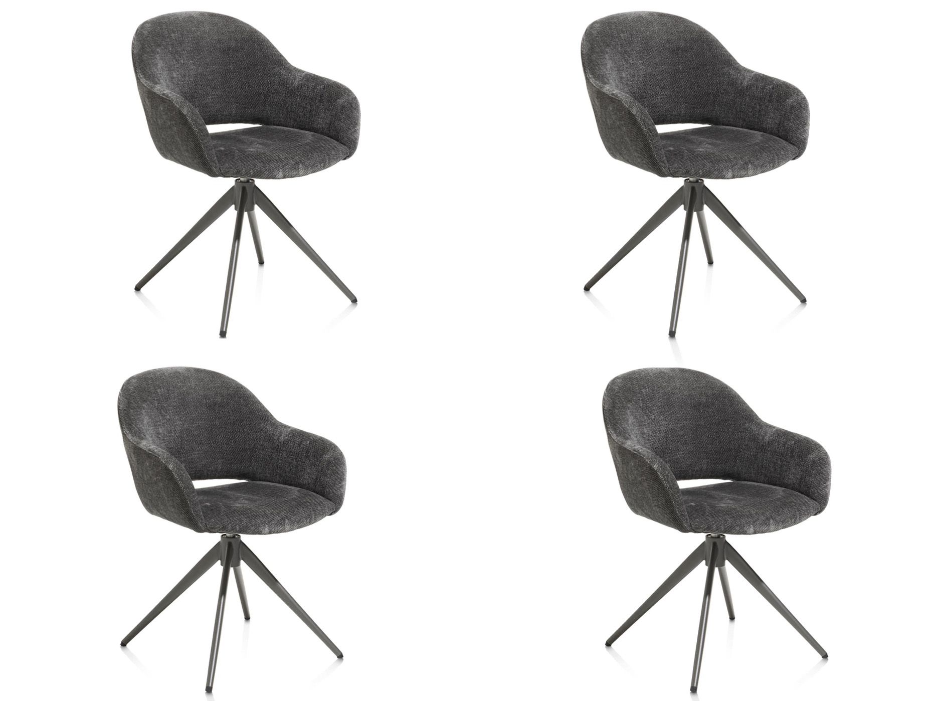 Set van 4 armstoelen FINN - Antraciet
