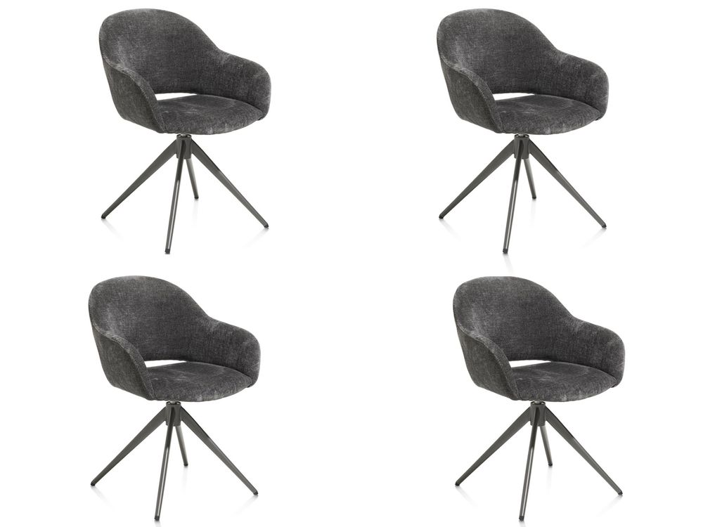 Set van 4 armstoelen FINN - Antraciet C-XOO-291-SET1