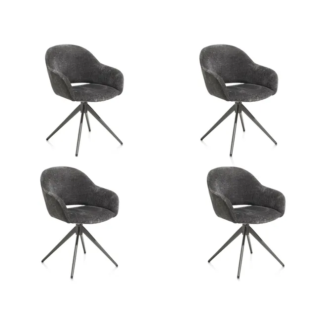Set van 4 armstoelen FINN - Antraciet