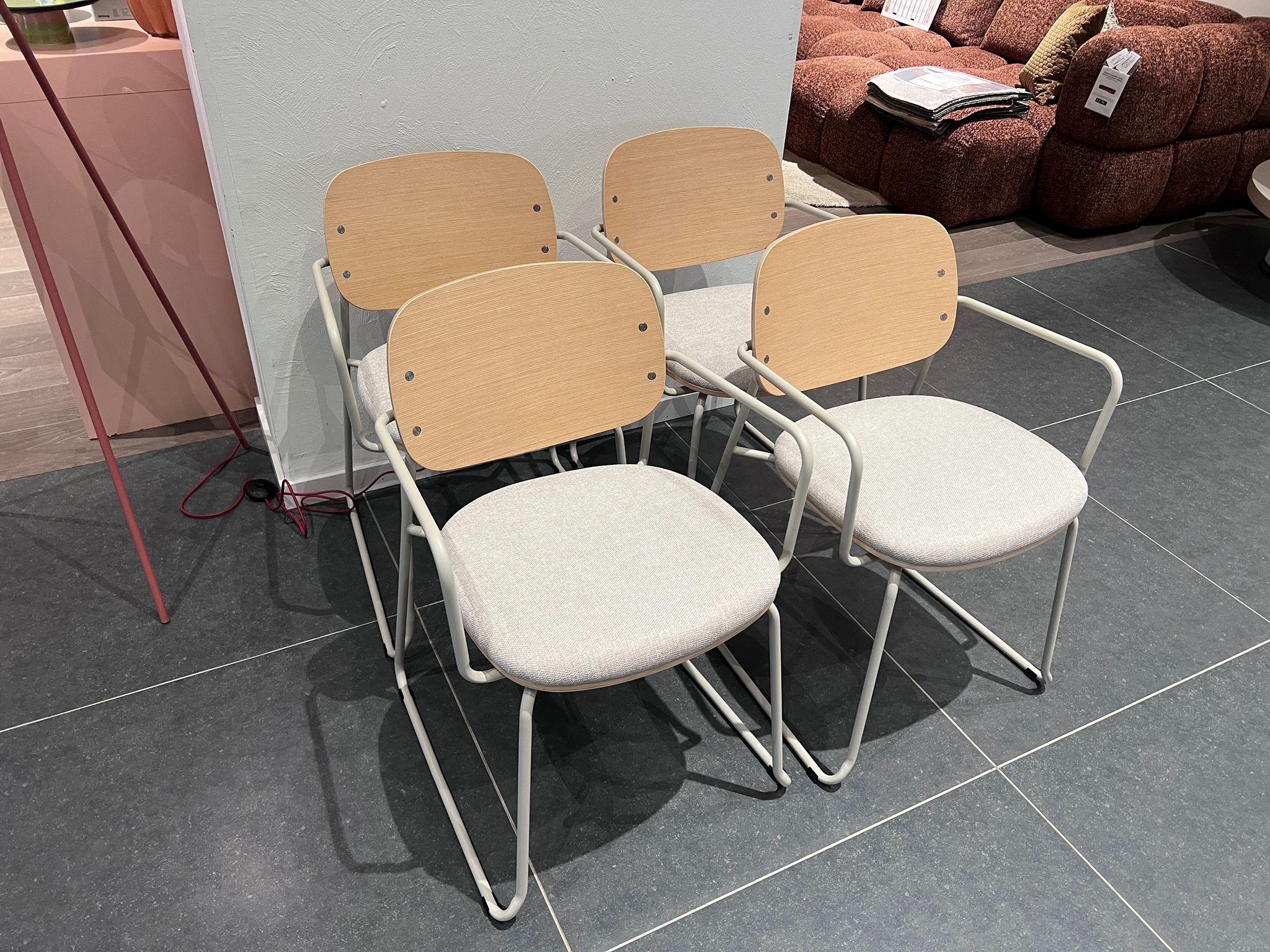 Set van 4 stoelen MELI - Essenfineer/Beige C-KAV-1196-SET1