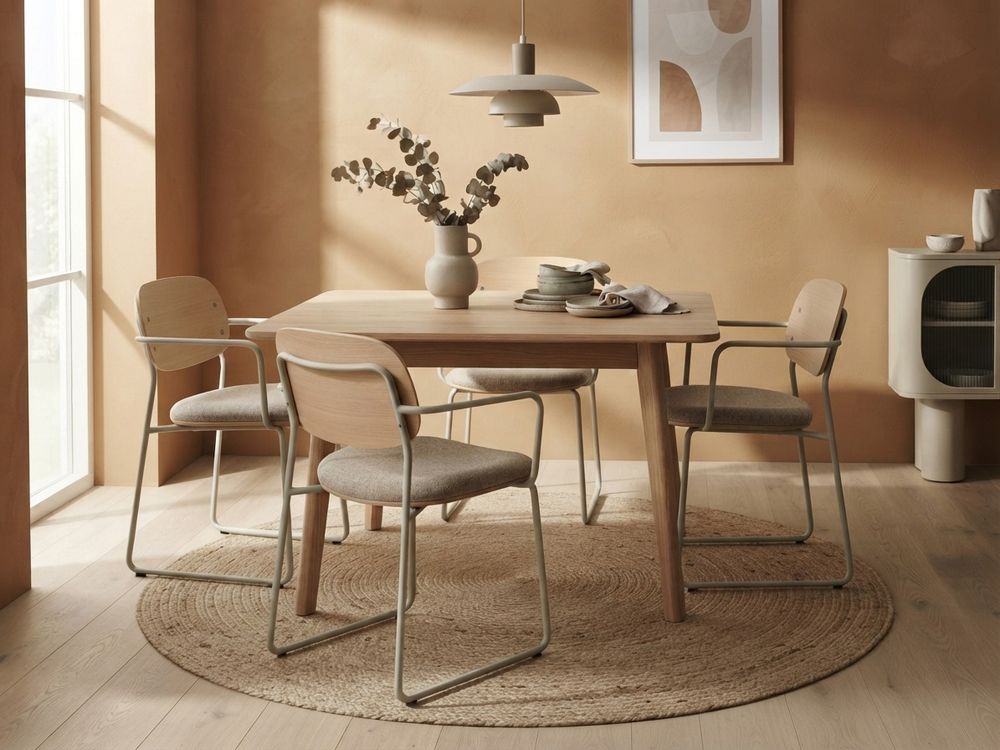 Set van 4 stoelen MELI - Essenfineer/Beige C-KAV-1196-SET1
