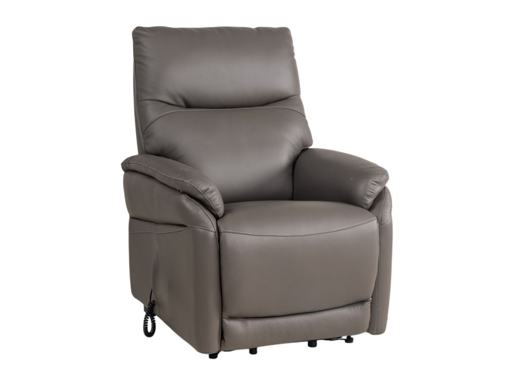 Elektr. relaxfauteuil BRAHIM - Grijs leder DEZ-78-TZ1