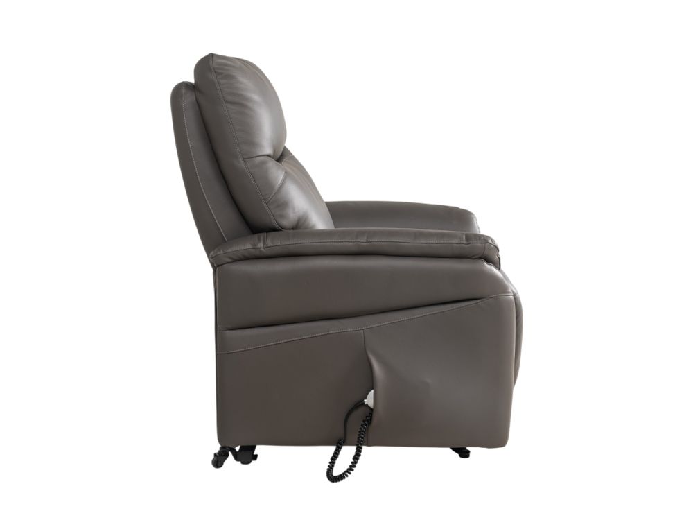 Elektr. relaxfauteuil BRAHIM - Grijs leder DEZ-78-TZ1