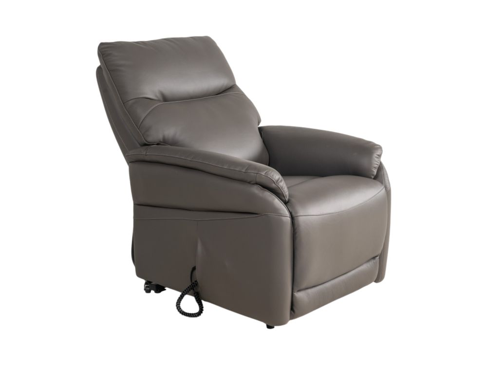Elektr. relaxfauteuil BRAHIM - Grijs leder DEZ-78-TZ1