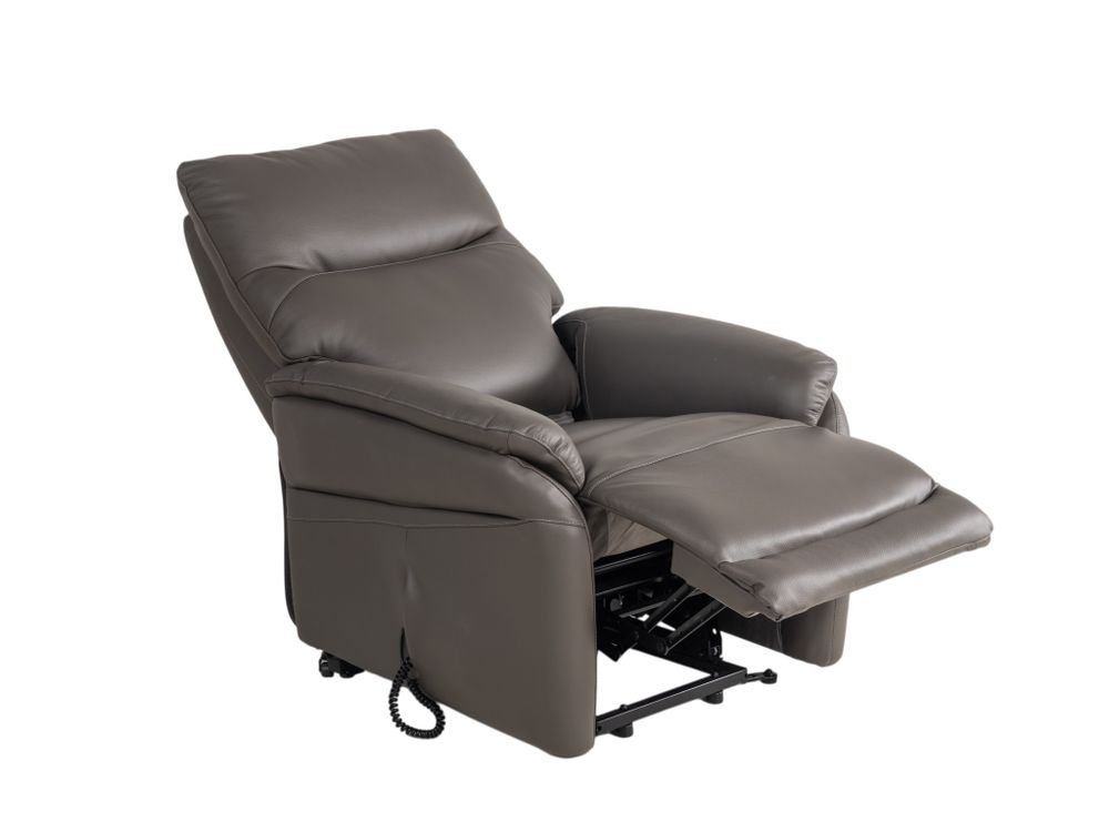 Elektr. relaxfauteuil BRAHIM - Grijs leder DEZ-78-TZ1