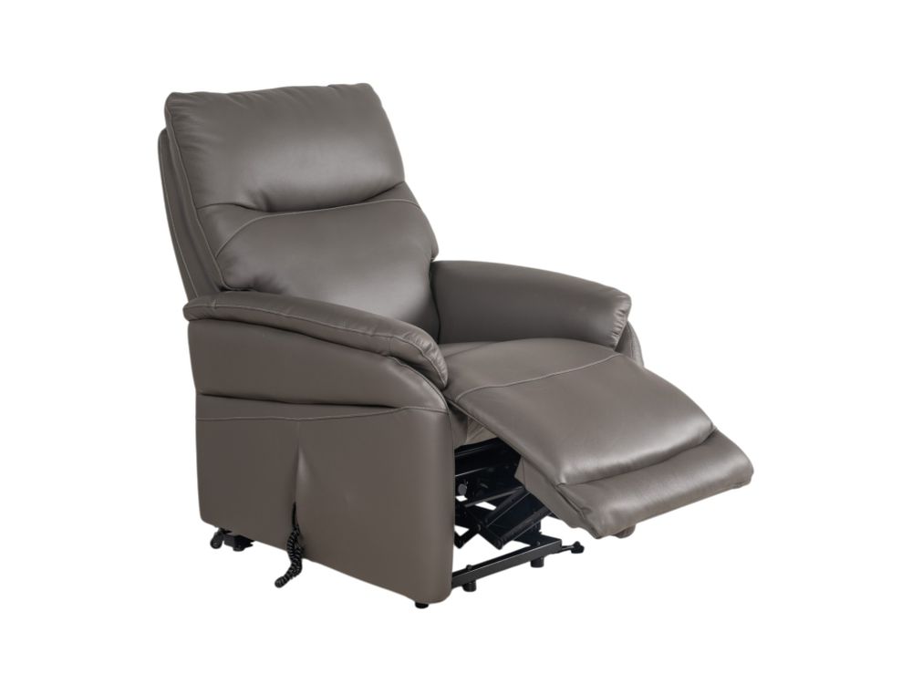 Elektr. relaxfauteuil BRAHIM - Grijs leder DEZ-78-TZ1