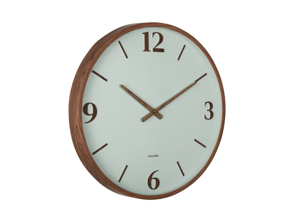 Wandklok DETALLE large - Walnoot/Groen PST KA6087GR