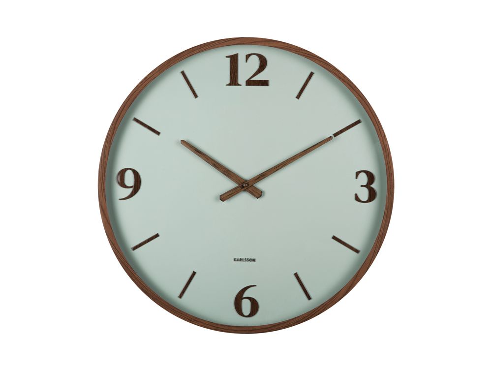 Wandklok DETALLE large - Walnoot/Groen PST KA6087GR