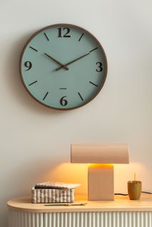 Wandklok DETALLE large - Walnoot/Groen PST KA6087GR