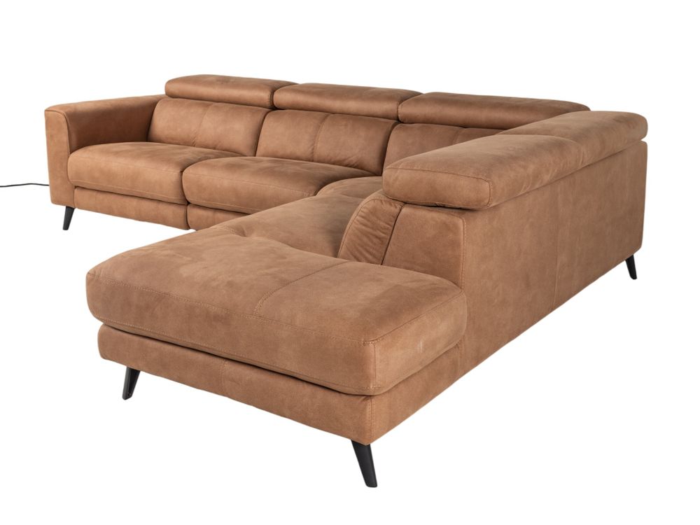 Hoekzetel met elektr. relax ELARA - Cognac C-HTL-151-HKSTZ1