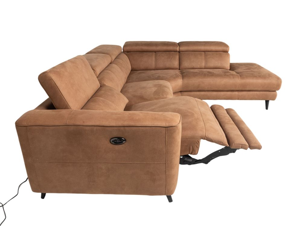 Hoekzetel met elektr. relax ELARA - Cognac C-HTL-151-HKSTZ1