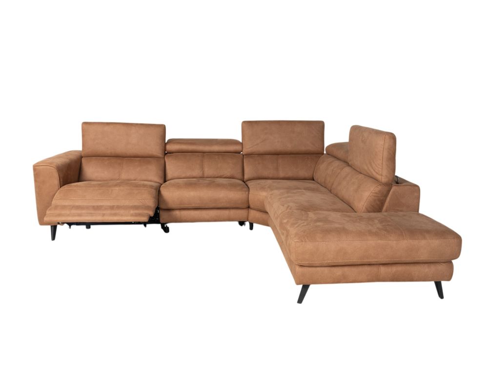 Hoekzetel met elektr. relax ELARA - Cognac C-HTL-151-HKSTZ1