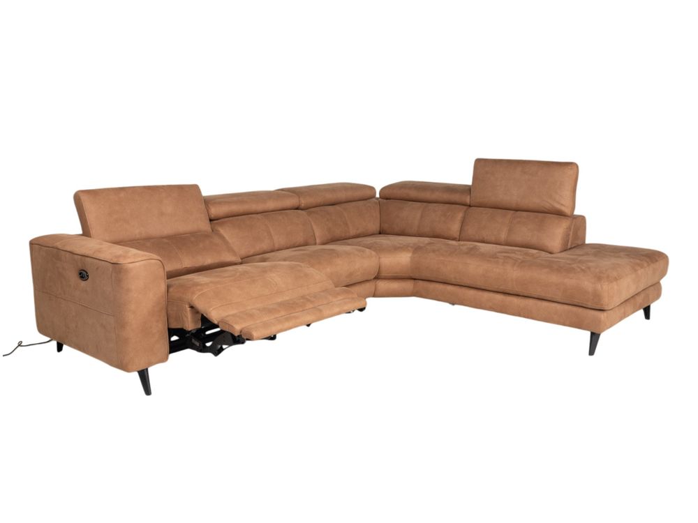Hoekzetel met elektr. relax ELARA - Cognac C-HTL-151-HKSTZ1