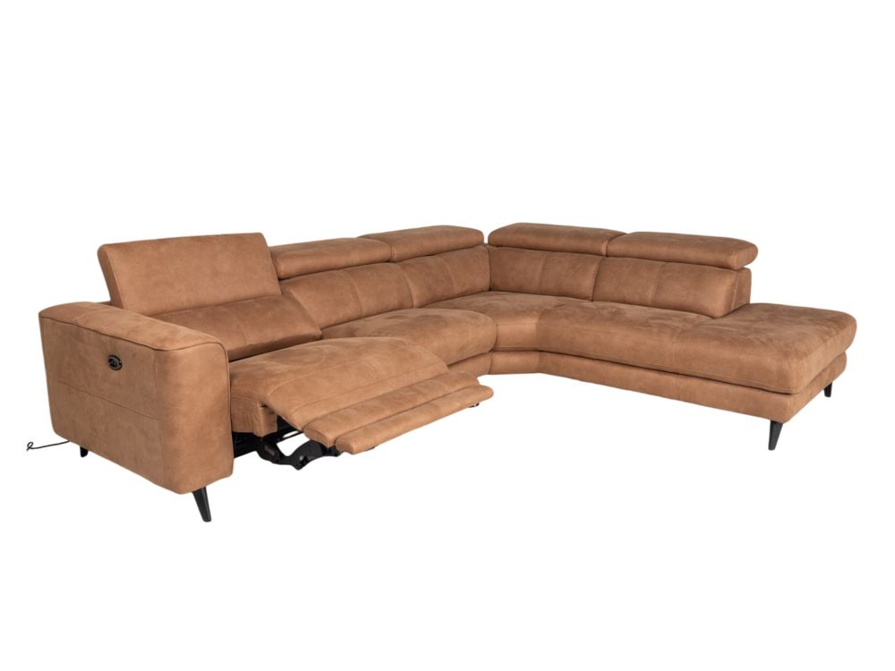 Hoekzetel met elektr. relax ELARA - Cognac C-HTL-151-HKSTZ1