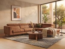 Hoekzetel met elektr. relax ELARA - Cognac C-HTL-151-HKSTZ1