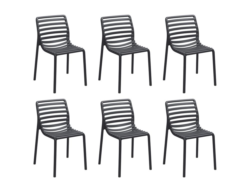 Set van 6 tuinstoelen DOGA - Antraciet C-NRD-2-SET1